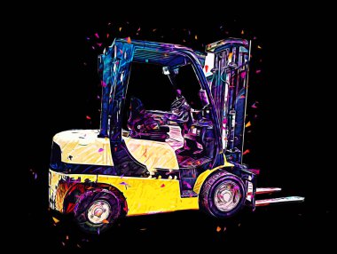 Beyaz izole edilmiş arkaplan resim çizimi üzerine forklift kamyonu