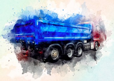 Sarı damperli kamyon çizimi eskiz çizimi antika antika