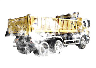 Sarı damperli kamyon çizimi eskiz çizimi antika antika