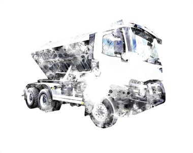 Sarı damperli kamyon çizimi eskiz çizimi antika antika