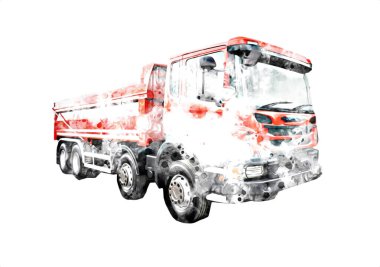 Sarı damperli kamyon çizimi eskiz çizimi antika antika