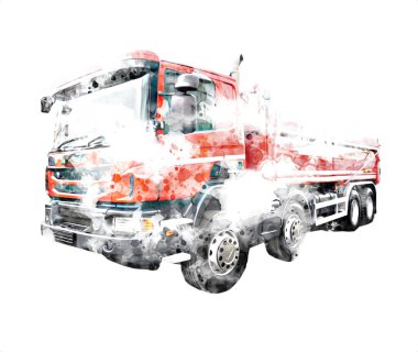 Sarı damperli kamyon çizimi eskiz çizimi antika antika