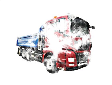 Sarı damperli kamyon çizimi eskiz çizimi antika antika