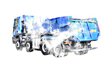 Sarı damperli kamyon çizimi eskiz çizimi antika antika