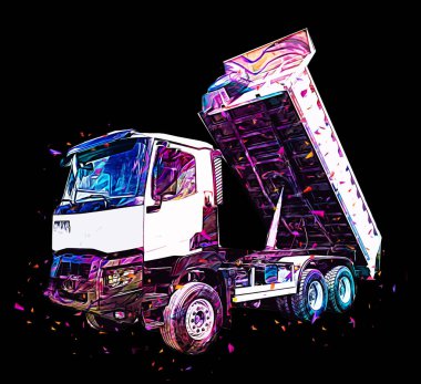 Sarı damperli kamyon çizimi eskiz çizimi antika antika