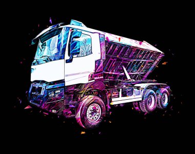 Sarı damperli kamyon çizimi eskiz çizimi antika antika