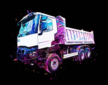 Sarı damperli kamyon çizimi eskiz çizimi antika antika