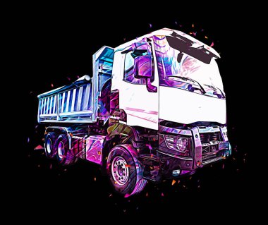 Sarı damperli kamyon çizimi eskiz çizimi antika antika