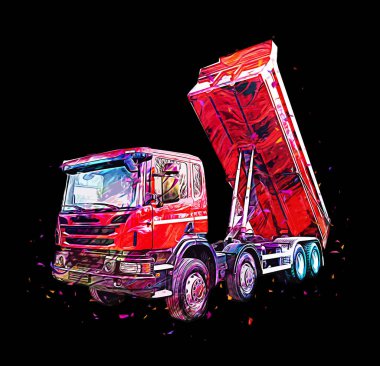 Sarı damperli kamyon çizimi eskiz çizimi antika antika