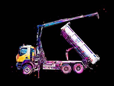 Sarı damperli kamyon çizimi eskiz çizimi antika antika