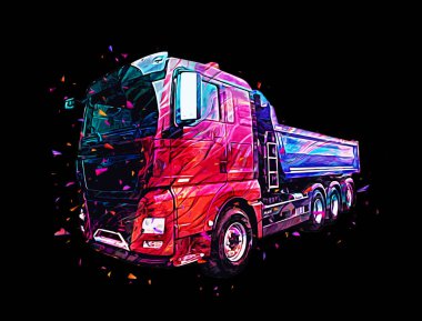 Sarı damperli kamyon çizimi eskiz çizimi antika antika