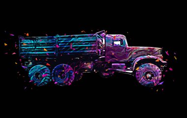 Sarı damperli kamyon çizimi eskiz çizimi antika antika