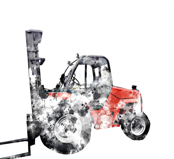 Carrello Elevatore Camion Sfondo Bianco Isolato Arte Illustrazione Disegno Schizzo — Foto Stock