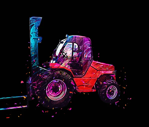 Forklift Truk Pada Latar Belakang Seni Terisolasi Putih Gambar Sketsa — Stok Foto
