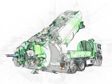 Büyük bir benzin deposu yol alıyor. Resim, antika, antika.