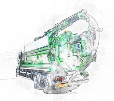 Büyük bir benzin deposu yol alıyor. Resim, antika, antika.