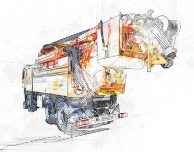 Büyük bir benzin deposu yol alıyor. Resim, antika, antika.