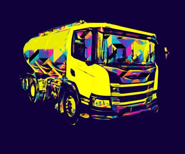 Büyük bir benzin deposu yol alıyor. Resim, antika, antika.