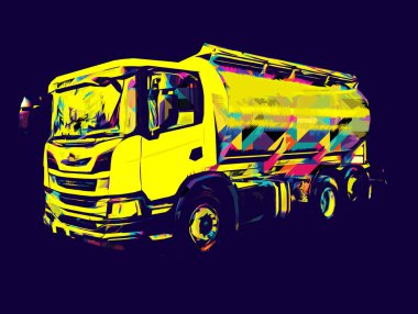 Büyük bir benzin deposu yol alıyor. Resim, antika, antika.