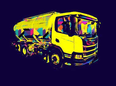 Büyük bir benzin deposu yol alıyor. Resim, antika, antika.