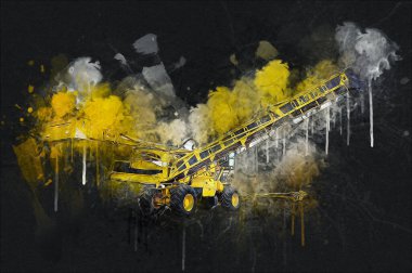 Modern tarımsal birleşim beyaz arka planda izole edilmiş eskiz eskizi antika