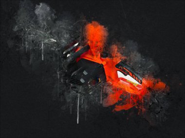 Zincirli testere çizimi, eskiz, antika, antika...