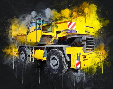 İnşaat sahasında forklift, yapım parçaları çizim sanatını yükseltmeye hazırlanıyor