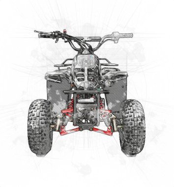 ATV Dörtlü Bisiklet, Her Arazi Aracı, kırpma yolu sanat çizimi klasik çizimi