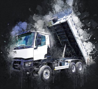 Sarı damperli kamyon çizimi eskiz çizimi antika antika