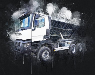 Sarı damperli kamyon çizimi eskiz çizimi antika antika