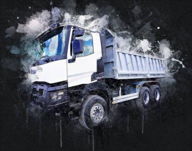 Sarı damperli kamyon çizimi eskiz çizimi antika antika