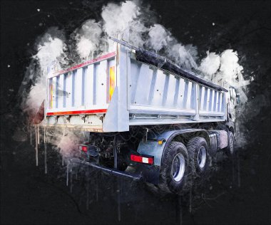 Sarı damperli kamyon çizimi eskiz çizimi antika antika