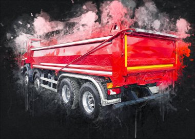 Sarı damperli kamyon çizimi eskiz çizimi antika antika