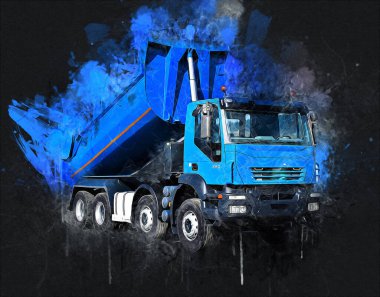 Sarı damperli kamyon çizimi eskiz çizimi antika antika