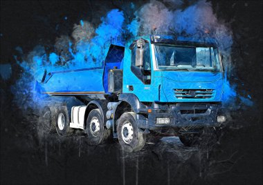 Sarı damperli kamyon çizimi eskiz çizimi antika antika