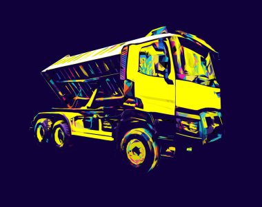 Sarı damperli kamyon çizimi eskiz çizimi antika antika