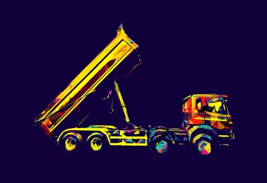 Sarı damperli kamyon çizimi eskiz çizimi antika antika