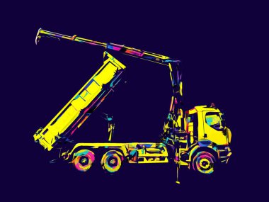 Sarı damperli kamyon çizimi eskiz çizimi antika antika