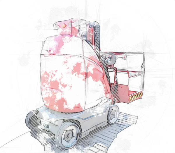 Carrello Elevatore Cantiere Prepara Sollevare Parti Costruzione Illustratore Disegno Arte — Foto Stock