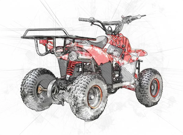 Atv Quad Bike Veicolo All Terrain Con Percorso Ritaglio Illustrazione — Foto Stock