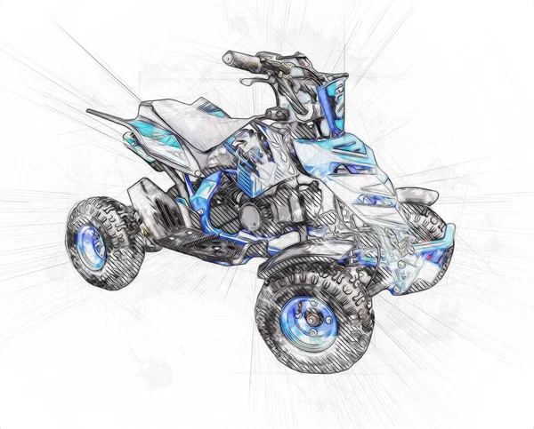 Atv Quad Bike All Terrain Vehicle Cliclipping Path Art Illustration — 스톡 사진