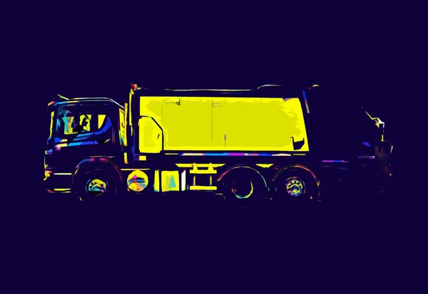 Camion Poubelle Avec Poubelle Peut Soulever Bras Horizontal Illustration Art — Photo