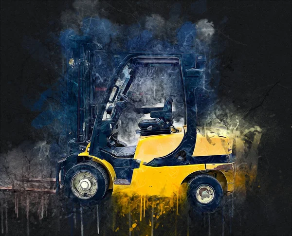 Forklift Truck White Isolated Background Art Illustration Drawing Sketch — Stock Photo, Image