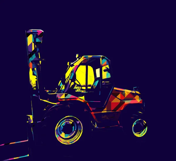 Forklift Truck White Isolated Background Art Illustration Drawing Sketch — Stock Photo, Image