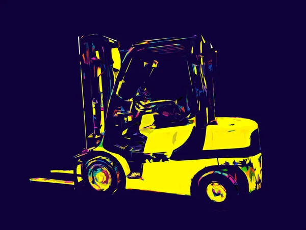 Carrello Elevatore Camion Sfondo Bianco Isolato Arte Illustrazione Disegno Schizzo — Foto Stock