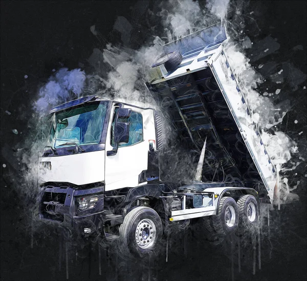 Sarı damperli kamyon çizimi eskiz çizimi antika antika