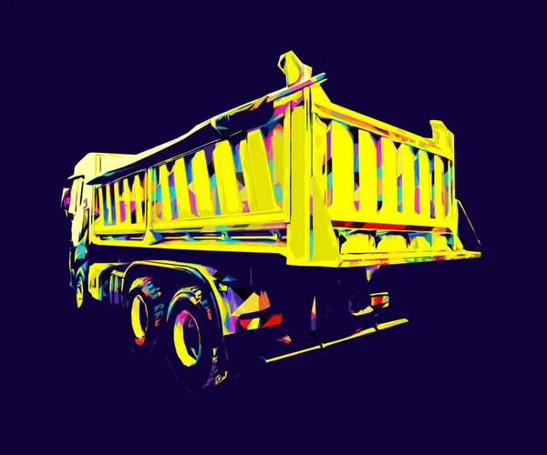 黄色のダンプトラックイラストアートスケッチレトロアンティークヴィンテージ — ストック写真