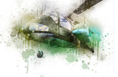 askeri helikopter resim sanatı klasiği çiziyor