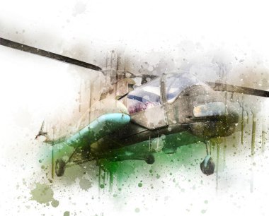 askeri helikopter resim sanatı klasiği çiziyor
