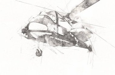 askeri helikopter resim sanatı klasiği çiziyor